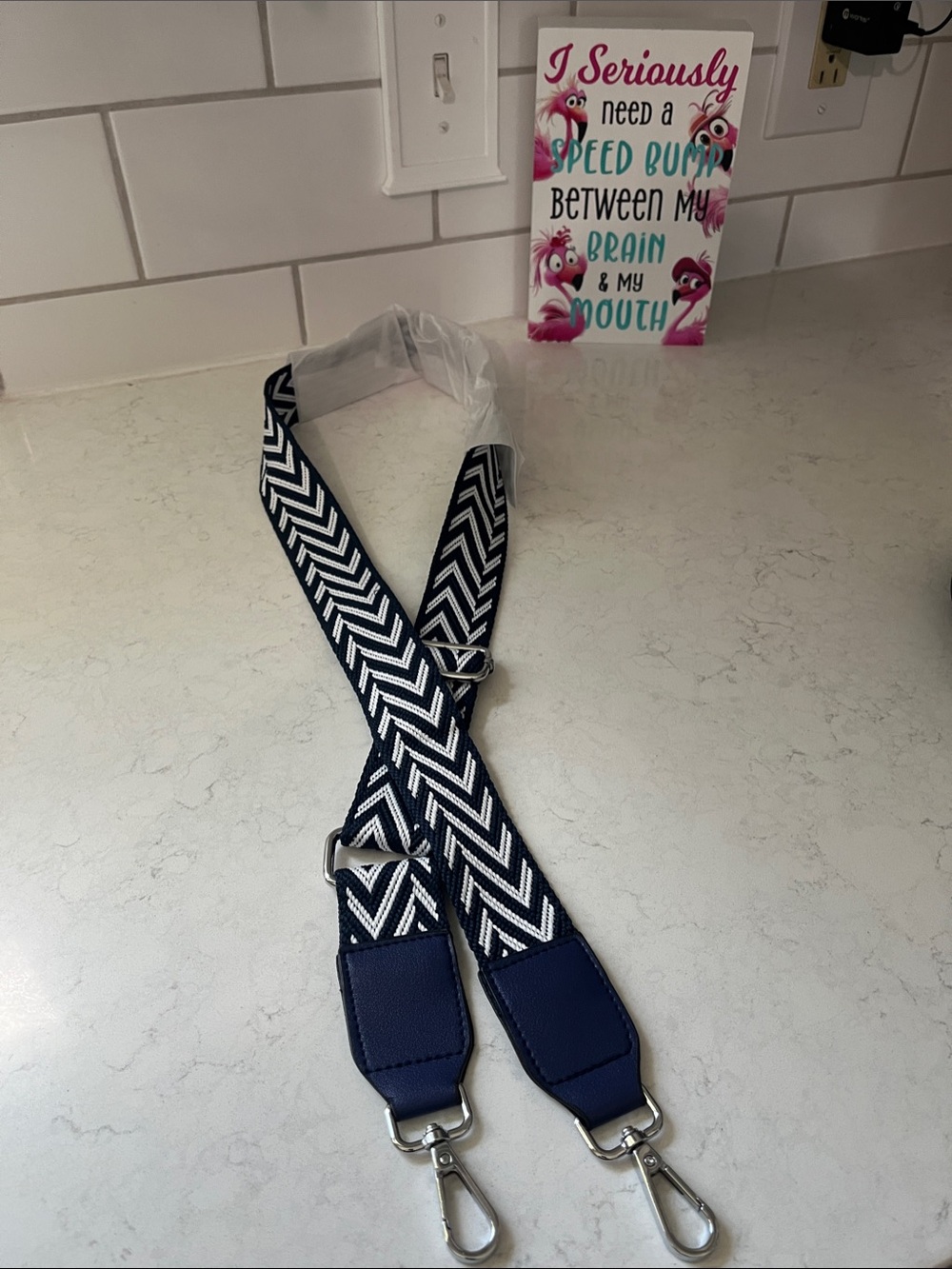 Navy & White Chevron Adjustable Bag Strap